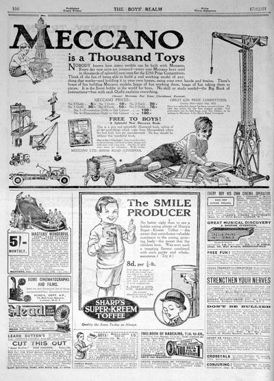 En reklameside i The Boys Realm, julen 1921 av Unbekannt