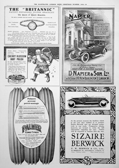 En reklameside i Illustrated London News, jul, 1916 av Unbekannt
