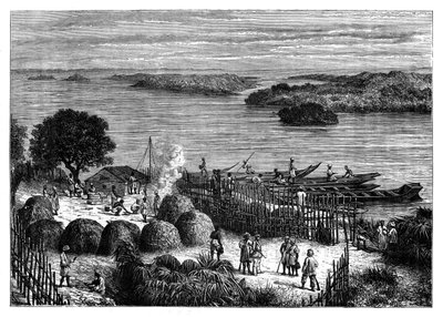 Et leir ved elven Kongo, Afrika, ca 1890 av Unbekannt