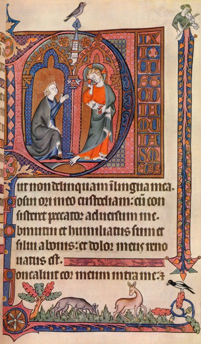 En opplyst side fra Vaux-Bardolf Psalter, c1310, 1937 av Unbekannt