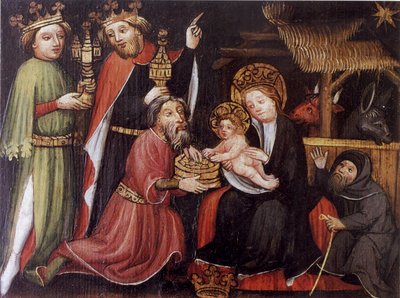 Tilbedelse av magi, ukjent mester, ca 1400; Isny Evangelical Hospital Foundation av Unbekannt