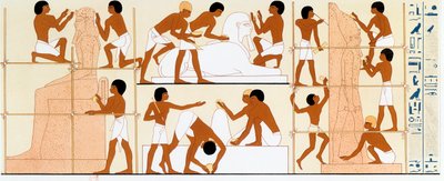 Gamle egyptiske skulptører arbeider med statuer, c1842-1845 av Unbekannt