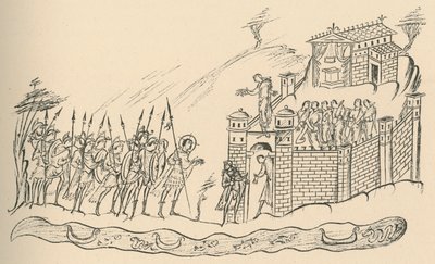 Anglo-Saxon Warriors nærmer seg et fort, 1908 av Unbekannt