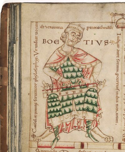 Anicius Manlius Severinus Boethius Fra: The Formation of Music av Boethius, 1100-tallet av Unbekannt