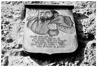 Antisemittisme: middelaldersk inskripsjon på bymuren, Rothenburg, Tyskland, 1956 av Unbekannt