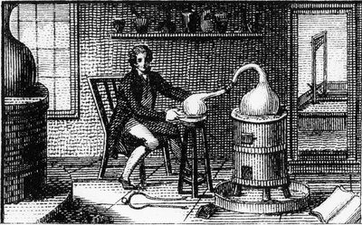 Antoine Laurent Lavoisier , fransk kjemiker fra 1700-tallet, i laboratoriet hans, 1814 av Unbekannt