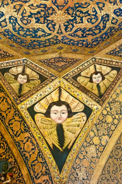 Den armenske apostoliske kirke; tak maling; ansikt med vinger; kjeruber og serafer; Vank katedral; Jolfa eller Ny Julfa; Isfahan; Iran; Asia av Unbekannt