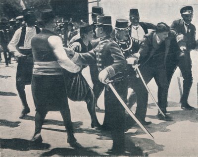 Arrestasjon av Gavrilo Princip, leiemorder til erkehertug Franz Ferdinand, 1914 av Unbekannt