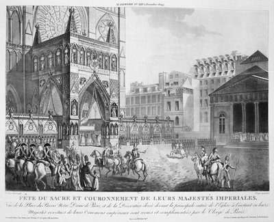 Ankomst til Notre Dame, 2. desember, 1804, 1800-tallet av Unbekannt