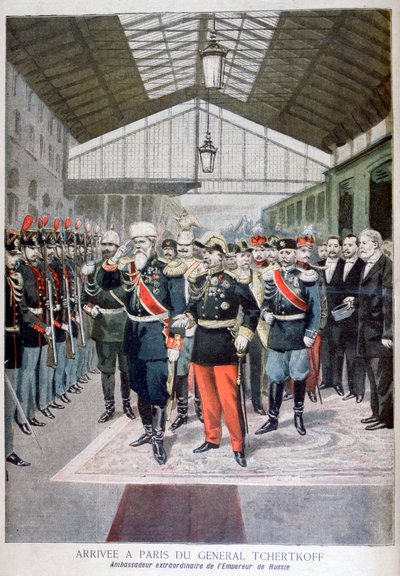 Ankomst av general Tchertkoff Chertkov, russisk ambassadør i Frankrike, Paris, 1895 av Unbekannt