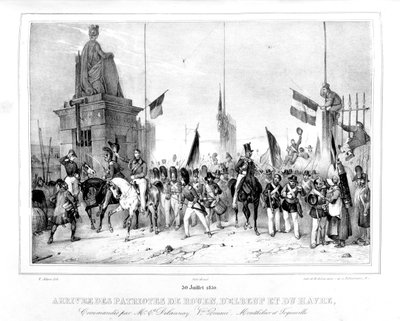 Ankomst av patriotene i Rouen, Elbeut og Le Havre, Paris, 30. juli 1830 av Unbekannt