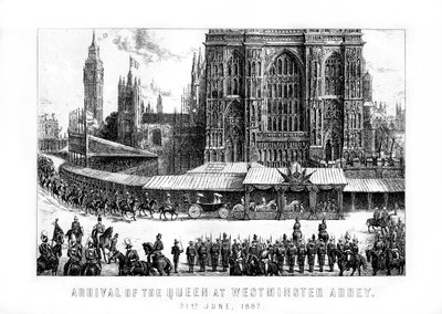 Dronningens ankomst til Westminster Abbey, London, 21. juni, 1887, 1889 av Unbekannt