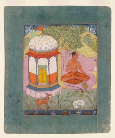 Asketisk i et landskap, illustrerer den musikalske modusen Bangali Ragini, c1675 av Unbekannt