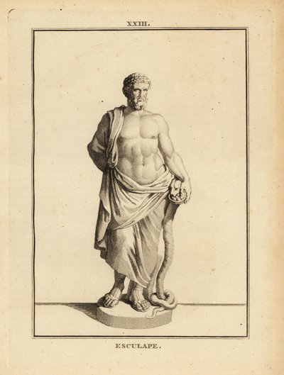 Asclepius, gresk medisingud med slange-flettet stav av Unbekannt