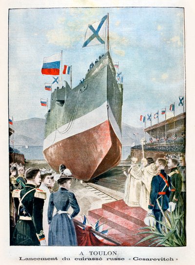 Ved Toulon, lansering av det russiske slagskipet Cesarevitch, 1901 av Unbekannt