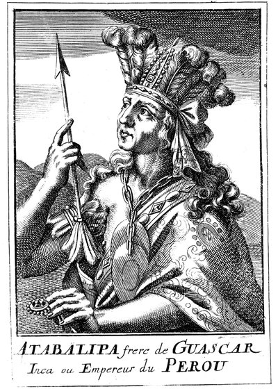 Atahualpa d1553, siste inka-keiser av Peru, 1686 av Unbekannt