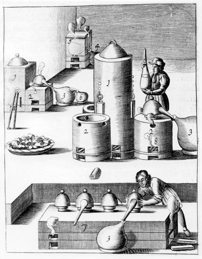 Athanor eller Slow Harry, en selvmatende ovn som opprettholder en konstant temperatur, 1683 av Unbekannt