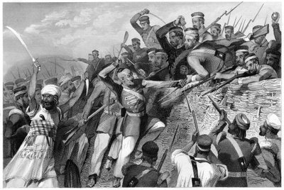 Angrep av mytteristene på Redan-batteriet i Lucknow, 30. juli 1857, c1860 av Unbekannt
