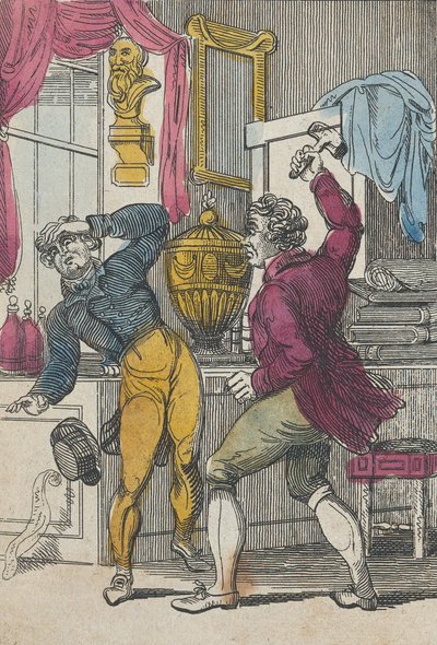 Auksjonarius og advokat, auksjonarius knocking down a bad lot, tidlig på 1800-tallet. av Unbekannt