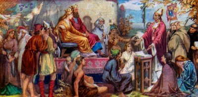 Augustine forkynner for Ethelbert og Bertha, 1925 av Unbekannt