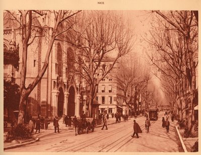 Avenue de la Victoire og Notre-Dame kirke, Nice, 1930. av Unbekannt