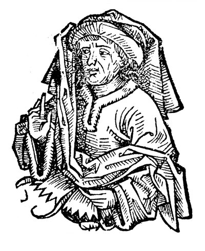 Averroes Ibn Rushd 1126-1198, eminent middelaldersk islamsk filosof, 1493 av Unbekannt