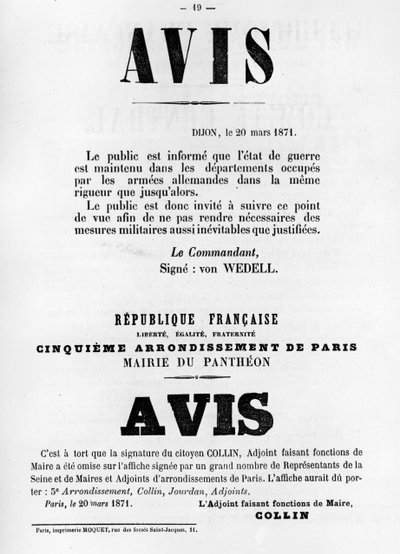 Avise, fra franske politiske plakater fra Paris-kommunen, mai 1871 av Unbekannt