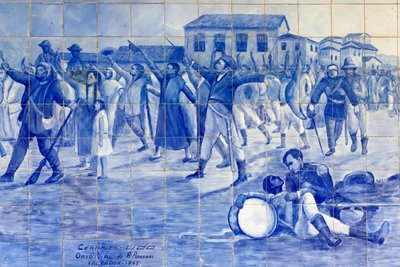 Azulejo-mosaikk som viser Brasils kamp for uavhengighet, Cachoeira, Brasil av Unbekannt