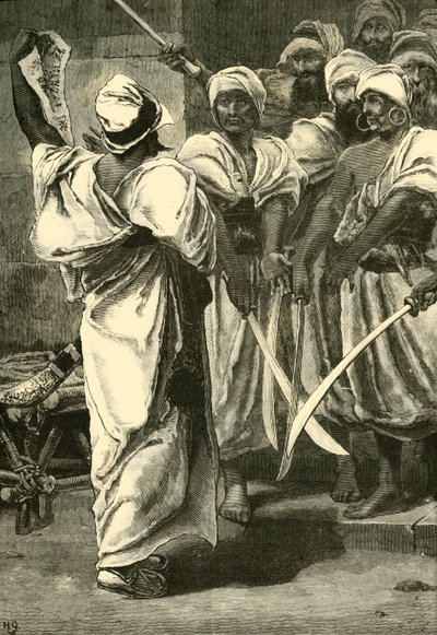 Bagaeus leverer sine meldinger til den persiske garde, 1890. av Unbekannt