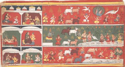 Bakasura, Crane Demon, ankommer Brindavan... en spredt Bhagavata Purana..., ca. 1700. av Unbekannt