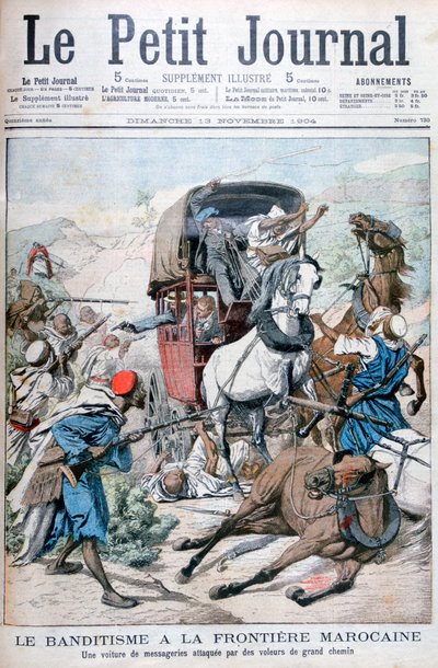 Banditter angriper en posttrener på den marokkanske grensen, 1904 av Unbekannt