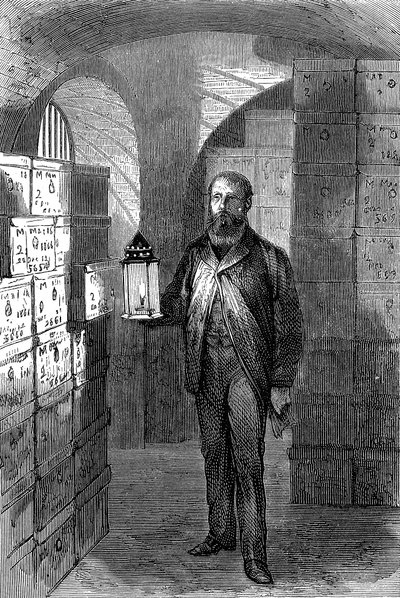 Seddelbutikk i hvelvene til Bank of England, c1870 av Unbekannt