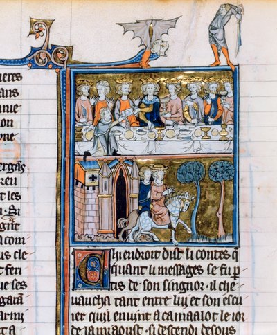 Bankett og ryttere, c1280-1290 av Unbekannt