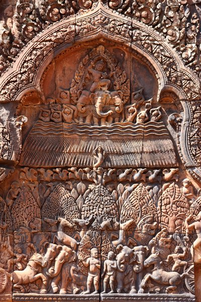 Banteay Srei-tempelet i Angkor i Kambodsja. Intrikat utskåret. Siem Reap Kambodsja av Unbekannt