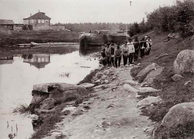Lekter dumpere på Volga, Russland, c1895 av Unbekannt