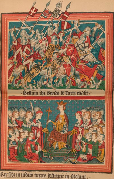 Slaget og domstolen under Henry VIIs March On Rome: A Page from the Codex Balduini, av Unbekannt