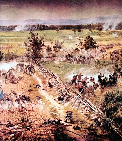 Slaget ved Gettysburg, amerikansk borgerkrig, 1-3 juli 1863 av Unbekannt