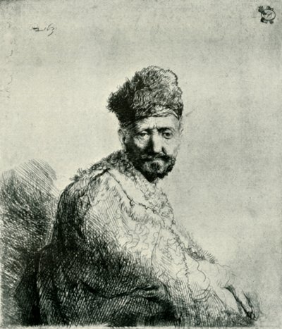 Skjeggete mann i en pelset orientalsk lue og kappe: kunstnerens far, 1631, 1906. av Unbekannt
