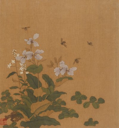 Bier som svever over blomster, Qing-dynastiet, 1700-tallet. av Unbekannt