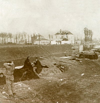 Belgisk utkikk, Yser, Flandern, Belgia, c1914-c1918 av Unbekannt
