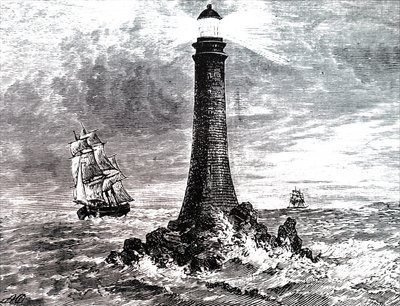 Bell Rock fyrtårn i en storm. av Unbekannt