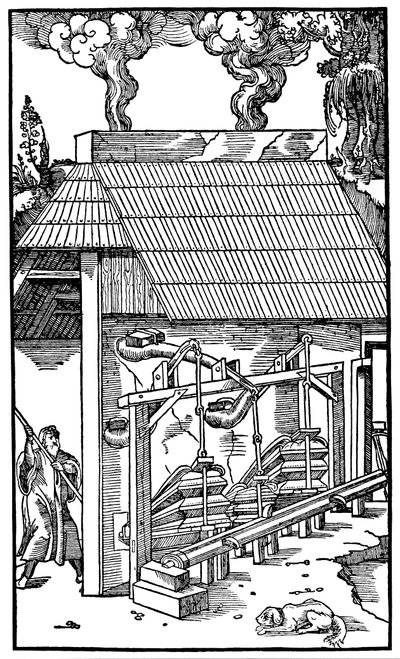 Belger som gir trekk til en smelteovn, 1556 av Unbekannt