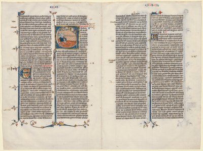 Bifolium fra en bibel: Initial E[t factum est] med Ezekiel, ca. 1290. av Unbekannt