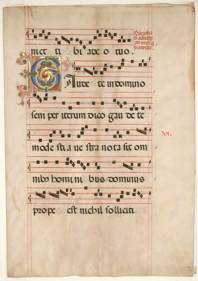 Bifolium med foliated initial C, fra en gradvis, andre halvdel av 1400-tallet. av Unbekannt