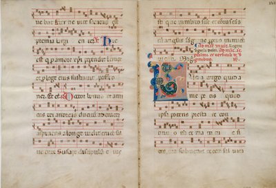 Bifolium med initial L, fra et antifonarium, 1300-tallet. av Unbekannt