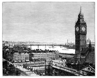 Big Ben and the Houses of Parliament, Westminster, London, 1870 av Unbekannt