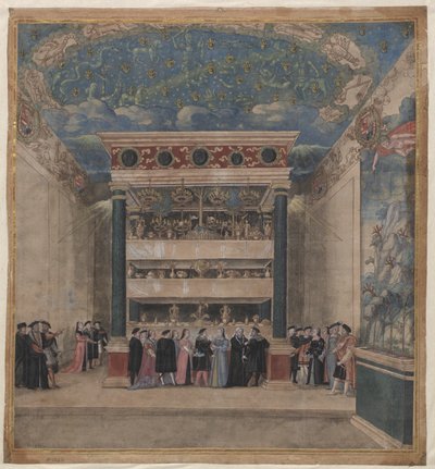 Binche-palasset under feiringen i august 1549, 1549. av Unbekannt