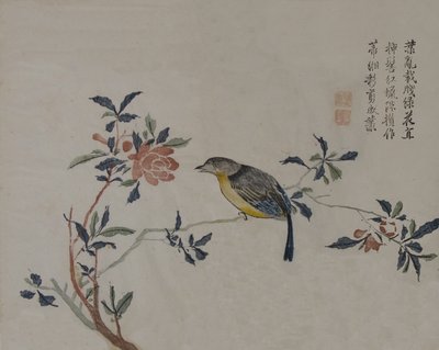 Fugl på en blomstrende gren, 1800-tallet. av Unbekannt