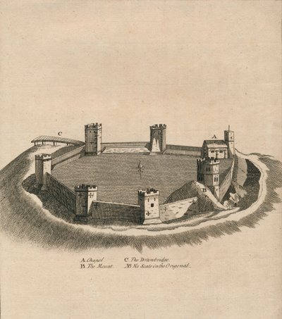 Fugleperspektiv av Oxford Castle i Oxfordshire, c1800 av Unbekannt