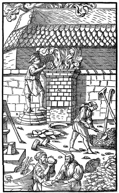 Masovn for smelting av jernmalm, 1556 av Unbekannt
